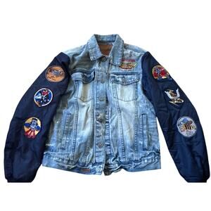 Top Gun Denim Nylon Bear Jacket Patches Seabees Navy medium